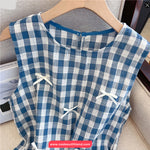 Cute Bow Sleeveless Retro O-Neck Ruffles Shirt