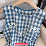 Cute Bow Sleeveless Retro O-Neck Ruffles Shirt