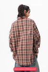 Loose Long Sleeve Retro Plaid Pattern Blouse Shirt
