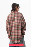 Loose Long Sleeve Retro Plaid Pattern Blouse Shirt