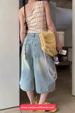 Loose Knee Length Casual Denim Shorts