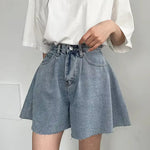 A-Line Washed Style Denim Shorts Pants