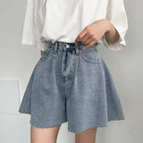 A-Line Washed Style Denim Shorts Pants