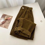 High Waist Retro Corduroy Long Pants