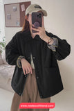 Long Sleeve Turn Down Collar Cargo Pockets Jacket