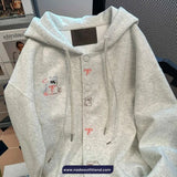 Loose Cute Puppy Embroidered Hooded Sweatshirt