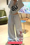 Loose Wide Leg Stars Pattern Home Wear Sweatpants