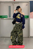 Wide Leg Retro Cargo Camouflage Style Pants