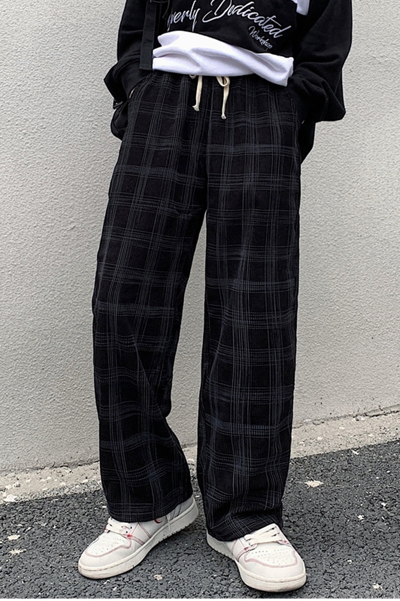Loose Casual Plaid Corduroy Long Pants – Nada Outfit Land