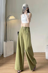 High Waist Double Front Pockets Wide Leg Jeans Pants