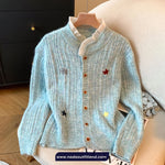 Long Sleeve Cute Daisy Retro Knitted Cardigan Sweater