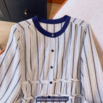 Long Sleeve Vertical Striped O-Neck Elegant Blouse Shirt