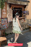 High Waist Lace Patchwork Green Tie Dye Irregular Mini Skirts