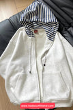 Long Sleeve Hooded Striped Casual Sweater