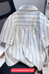 Short Sleeve Irregular Style Button Blouse Shirt