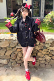 Upgrade your Y2K Streetwear Aesthetic with this 2-Piece Black Denim Jacket with Mini Denim Shorts Set. The ultimate essential for baddie festival outfits, matching double-black denim co-ord trends, and effortless night-out styling lookbooks. Featuring a flattering cropped trucker jacket and high-waisted frayed micro shorts, this matching set is a must-have for your Going Out Outfits or Grunge Clothing