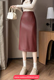 High Waist Elegant PU Leather Skirts