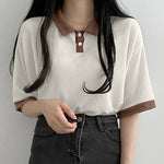 Loose Short Sleeve Cute Collar Casual Shirts