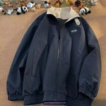 Vintage Turn Down Collar Zipper Jacket