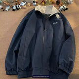 Vintage Turn Down Collar Zipper Jacket