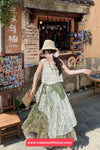 High Waist Lace Patchwork Tie Dye Irregular Long Skirts