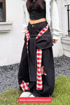Loose Wide Leg Hip Hop Plaid Patchwork Black Jeans Pants