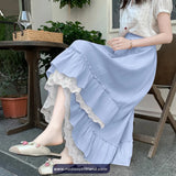 High Waist Lace Patchwork Irregular Skirts