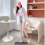 Long Sleeve Gradient Colors Hooded Thin Jacket