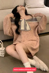 Long Sleeve Off Shoulder Sweet Bow Knitted Sweater