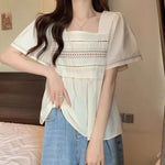 Short Sleeve Folk Embroidered Blouse Shirt