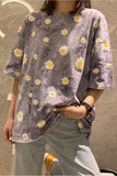 Loose Short Sleeve Small Daisy Pattern Shirt
