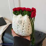 Cute Retro Flower Bouquet Crochet Sling Bag