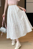 High Waist Floral Ruffles Sweet Long Skirts