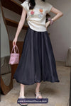 High Waist Ball Gown Elegant Long Satin Skirts