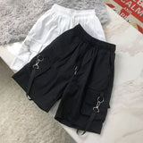 Hip Hop Elastic Waist Cargo Shorts