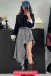 High Waist Sexy Irregular Long Plaid Skirts