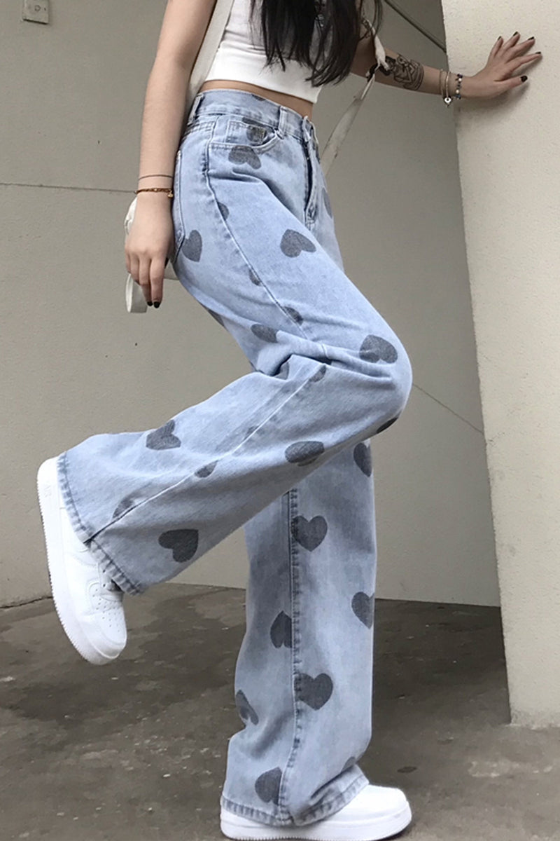 Heart Full Pattern Long Jeans Pants – Nada Outfit Land