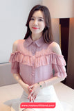 Short Sleeve Off Shoulder Sexy Office Blouse Shirt