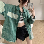 Vintage Green Paneled Denim Jacket