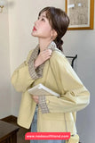 Long Sleeve Plaid Patchwork Short Blazer Coat