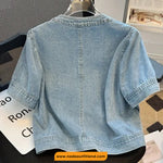 Short Sleeve Retro Denim Cropped Shirt