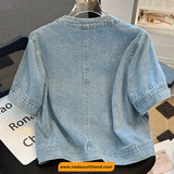 Short Sleeve Retro Denim Cropped Shirt