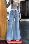 High Waist Casual Slightly Flared Jeans Pants