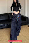 High Waist Loose Wide Leg Retro Blue Jeans Pants