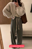 Long Sleeve Knitted Short Cardigan Sweater