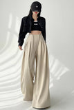 High Waist Wide Leg Lace Tie Elegant Loose Pants