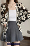 Long Sleeve Daisy Pattern Crochet Cardigan Shirt
