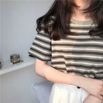 Short Sleeve O-Neck Striped Shirt