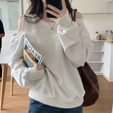 Long Sleeve O-Neck Off Shoulder Sweater