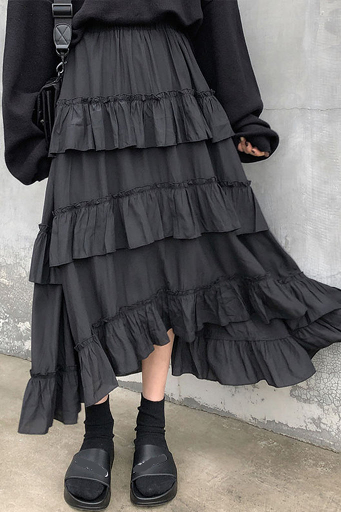 High Waist Long Ruffle Ruched Skirts – Nada Outfit Land